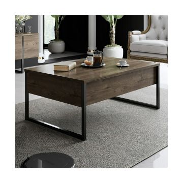 Masuta de Cafea Luxe, 90x60x40 CM- Nuc/Negru