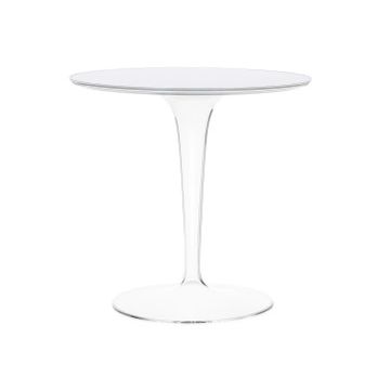 Masuta Kartell Tip Top design Philippe Starck & Eugeni Quitllet d48cm h50cm baza transparenta alb