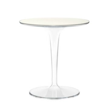 Masuta Kartell Tip Top Piano design Philippe Starck & Eugeni Quitllet top sticla d48cm h50cm outdoor alb