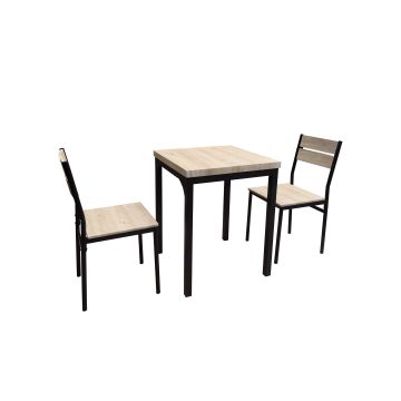 Set Masa cu 2 Scaune Laholm, 60x60x76 cm, Gri Inchis/Stejar