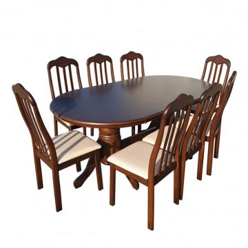 Set masa RH7039T cu 8 scaune 559C, ovala, 8 persoane, stejar imbatranit, 179x99x76 cm
