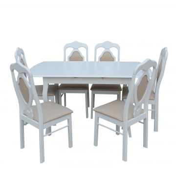 Set Masa RH7211 extensibila 120/150x80x76 cm, cu 6 scaune RH561C ,white