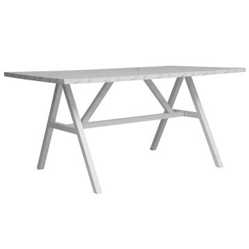 Masa Alarick alb aspect marmura - picior alb 160x90x76cm