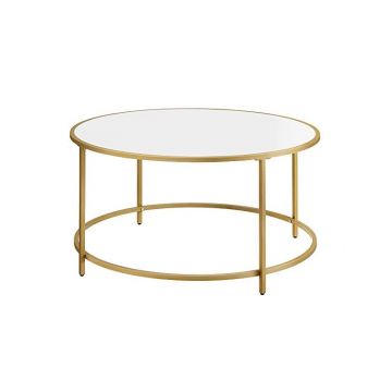 Masa de cafea, Vasagle, Alb-Auriu, LCT091A10, 84 x 84 x 45 cm