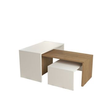 Masuta de cafea Alteo melaminata stejar - alb 65x45x35cm