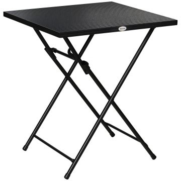 Outsunny Măsuță de Cafea Pliabilă Pătrată cu Picioare Antiderapante, Măsuță de Cafea Exterioară din Oțel, 60x60x71 cm, Negru