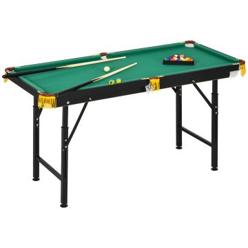 SPORTNOW Masă de Biliard Reglabilă pe Înălțime cu Accesorii, Masă din MDF și Oțel Carom, 140x60x55-75 cm, Verde | Aosom Romania