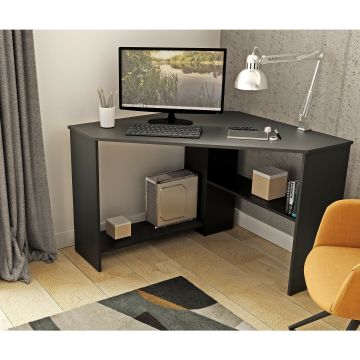 Birou de Colt Rino - 24W3LY03, 80x80x73 cm, Negru