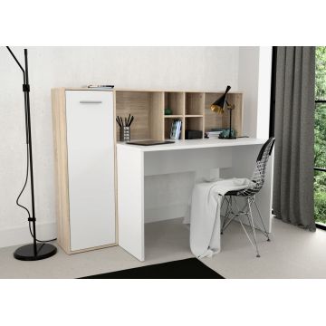 Birou Eersel, Bedora, 158x60x116 cm, PAL/plastic, sonoma/alb