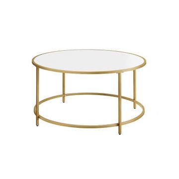 Masa de cafea, Vasagle, Alb-Auriu, LCT091A10, 84 x 84 x 45 cm