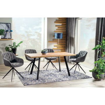 Masa Extensibila Brick, 120-160x80x75 cm, Metal/MDF, Negru/Stejar Artisan