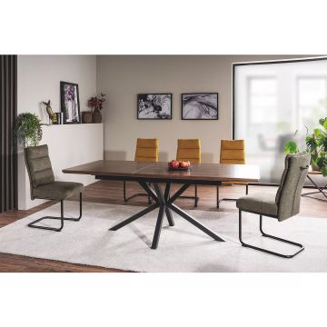 Masa Extensibila Logan, 160-200x90x75 cm, Metal/MDF Furniruit, Negru/Nuc