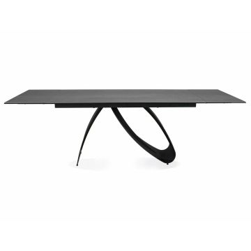 Masa Extensibila Shelby 122 Ceramic, 160-240x90x77 cm, Negru/Gri Deschis - Pietra di Savoia