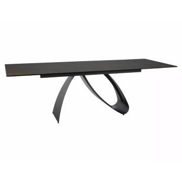 Masa Extensibila Shelby 122 Ceramic, 160-240x90x77 cm, Negru/Maro - Ossido Bruno