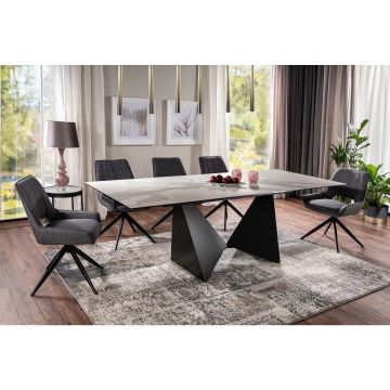 Masa Extensibila Shelby 166, 160-240x90x77 cm, Negru/Alb