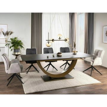 Masa Extensibila Shelby 177, 180-240x100x77 cm, Ossido Bruno/Negru