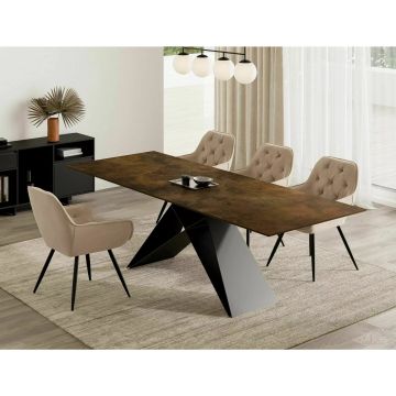 Masa Extensibila Westin Ceramic, 160-240x90x77 cm, Ossido Bruno/Negru