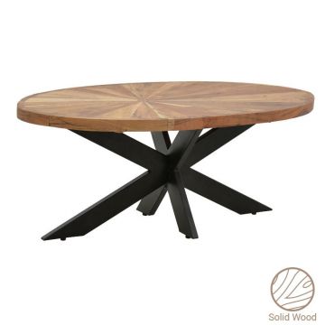 Masa ovala Fardy lemn masiv de acacia, culoarea nuc - negru 120x60x45cm