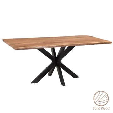 Masa Slim salcam lemn masiv picior de culoarea nuc negru 200x100x75.6cm