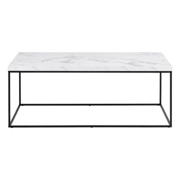 Măsuță de cafea albă cu blat cu aspect de marmură 55x110 cm Barossa – Actona