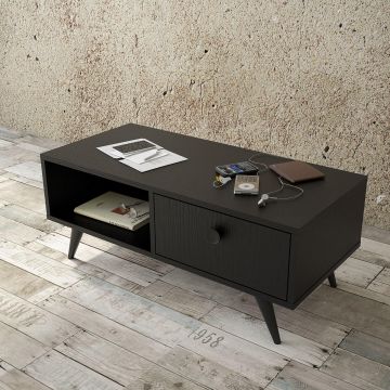 Masuta Cafea Cafesa Antracit - Stejar - Negru, 96 x 39 x 45 cm