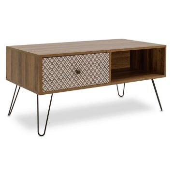 Masuta de cafea Boho, Pakoworld, 100x50x46 cm, MDF/PAL, maro/negru