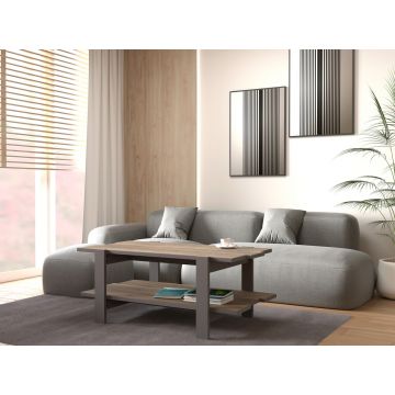 Masuta de cafea Capelle, Bedora, 110x60x45.5 cm, PAL, stejar/gri