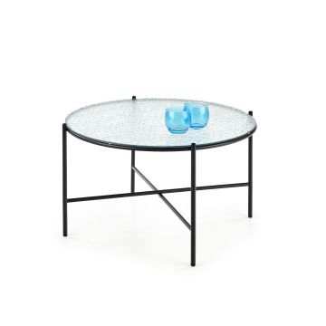 Masuta de Cafea Hagen 247, Ø70x41 cm, Metal/Sticla, Negru/Transparent