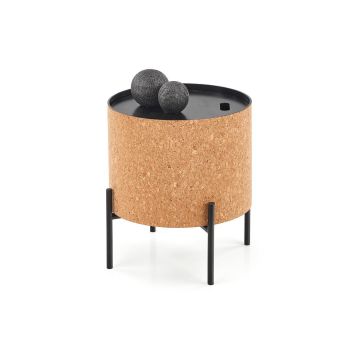 Masuta de Cafea Hagen 248, Ø38x43 cm, Metal/Mdf, Natural/Negru