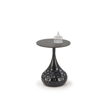 Masuta de Cafea Hagen 288, Ø40x52cm, Metal/Piatra Sinterizata, Neagra