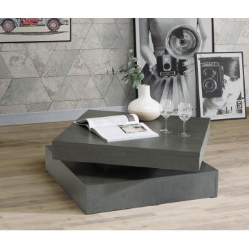 Masuta de cafea rotativa Capelle, Bedora, 78x78x35 cm, PAL, gri inchis