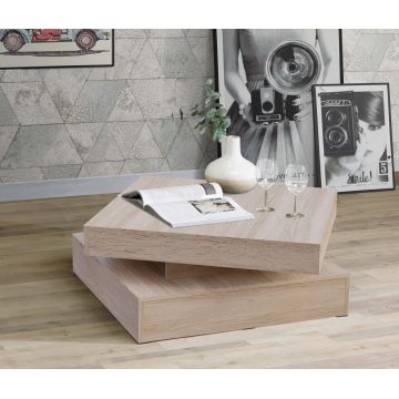 Masuta de cafea rotativa Capelle, Bedora, 78x78x35 cm, PAL, sonoma