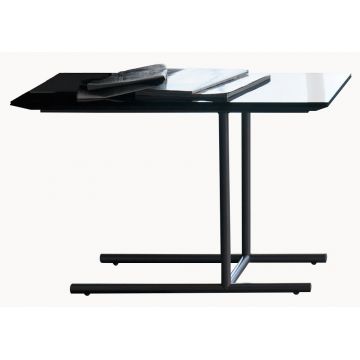 Masa auxiliara Gamma Dandy Ibis T19 cu top sticla baza metalica 40x70cm h45cm Made in Italy