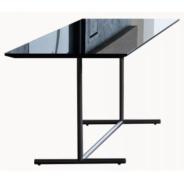 Masa auxiliara Gamma Dandy Ibis T20 cu top sticla baza metalica 50x100cm h51cm Made in Italy