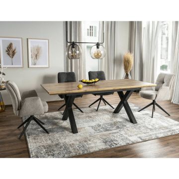 Masa Extensibila Shelby 178 II, 160-200-240x90x76 cm , MDF Furniruit, Negru/Stejar Artisan