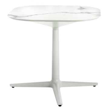 Masa Kartell Multiplo design Antonio Citterio 78x78cm h74cm blat cu finisaj marmura alb