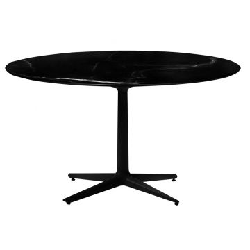 Masa rotunda Kartell Multiplo design Antonio Citterio d118cm h74cm blat cu finisaj marmura negru