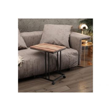 Masuta Cafea Laterala cu roti Duke, Negru, 50x50x35 cm