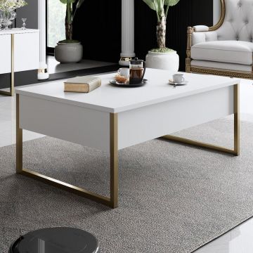Masuta de cafea Luxe Stand Chic, Aur - Alb, 90x40x60 cm