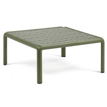 Masuta exterior Nardi Komodo Tavolino Vetro blat sticla 70x70cm h32.5cm verde agave