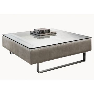Masuta Gamma Fox T55 cu top piele categoria C si sticla baza metalica 80x80cm h35cm Made in Italy