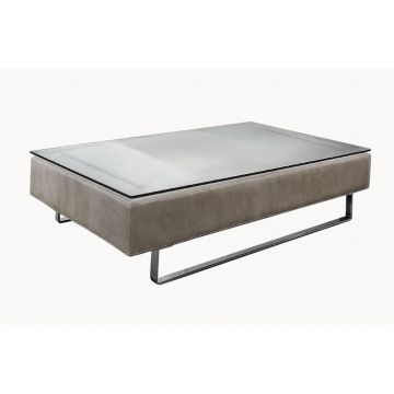 Masuta Gamma Fox T56 cu top piele categoria F si sticla baza metalica 120x80cm h35cm Made in Italy
