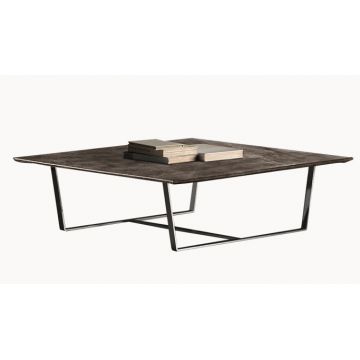 Masuta Gamma T60 piele categoria E baza metalica 100x100cm h32cm Made in Italy