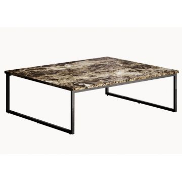 Masuta Gamma T62 top marmura emperador dark baza metalica 100x100cm h34cm Made in Italy