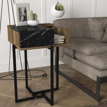 Masuta laterala Byn, Nuc, 44,8x69,3x44,8 cm