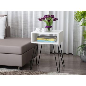 Masuta laterala Novella K2, Alb, 45x63,1x35 cm
