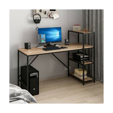 Birou Aron, 150x59x107 cm, Pal Melaminat, Negru/Stejar