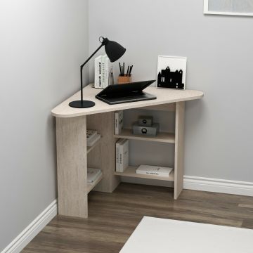 Birou Corner A, 80x80x73.8 cm, Pal Melaminat, Travertin