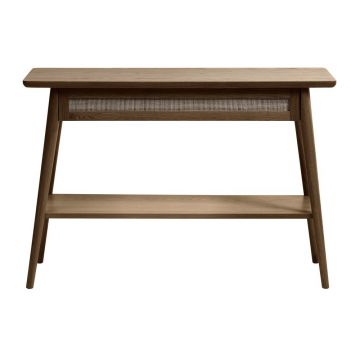 Masă consolă maro cu blat cu aspect de lemn de stejar 40x110 cm Barrali – Unique Furniture