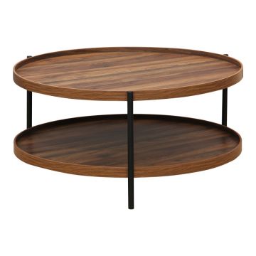 Masa de cafea Portogie mdf nuc - metal negru D80x40cm